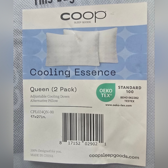 Coop Home Goods Essence Cooling Down Alternative Pillows Set of 2, Queen Size - Picture 10 of 15